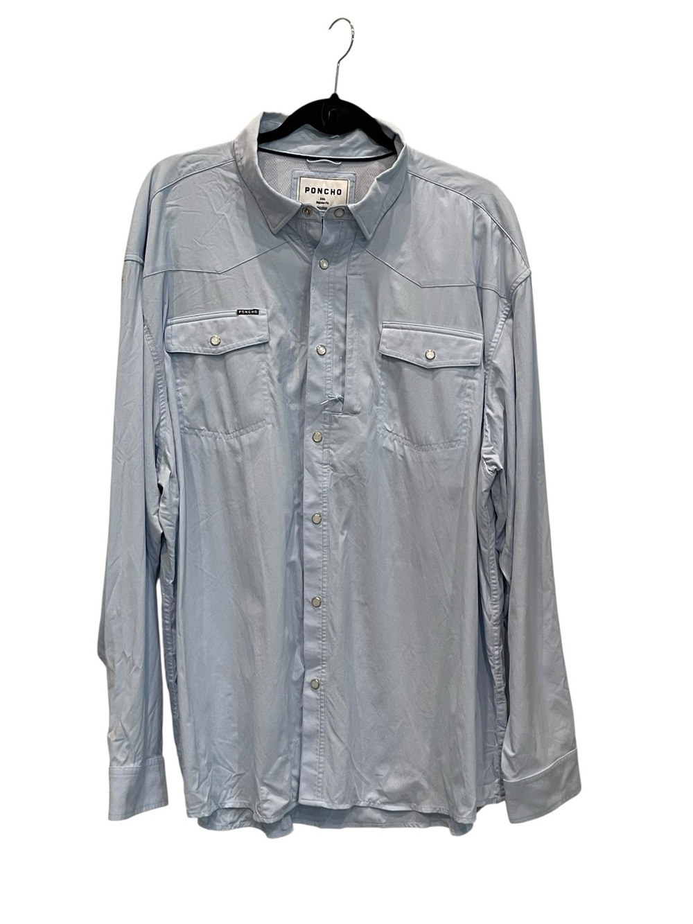PONCHO Light Blue Men's Button-Front Shirt Jacket XXL